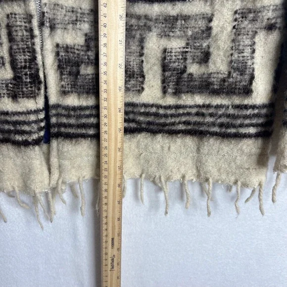 Vintage Cream Wool Knit Fringed Southwestern Birds Full Zip Jacket Coat - Picture 15 of 15